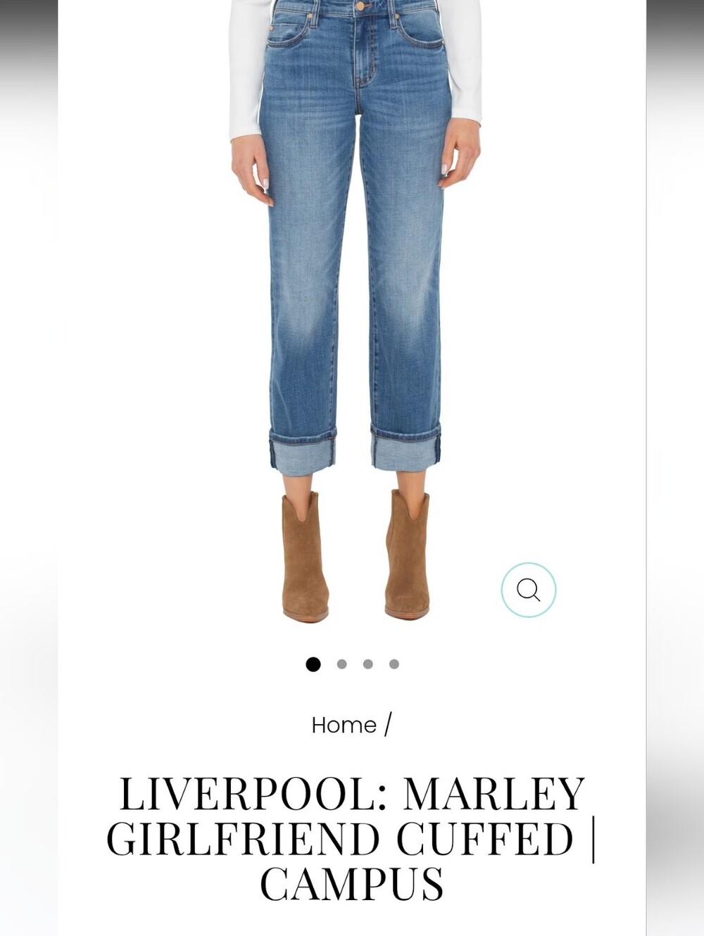 Liverpool Marley Girlfriend Cuffed Jeans in Medium Blue Color "LITTLETON"